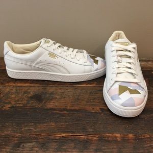 Puma Basket White & Pastel Moasaic Sneakers
